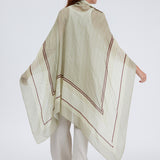 Pin Stripe Scarf - Beige and Deep Plum