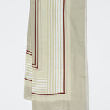 Pin Stripe Scarf - Beige and Deep Plum