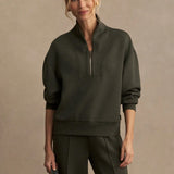 Davidson Half-Zip Sweat Top - Olive Marl