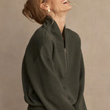 Davidson Half-Zip Sweat Top - Olive Marl