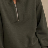 Davidson Half-Zip Sweat Top - Olive Marl