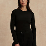 Edna Long Sleeve Fitted Tee - Black