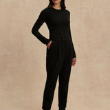 Edna Long Sleeve Fitted Tee - Black