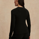 Edna Long Sleeve Fitted Tee - Black