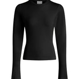 Edna Long Sleeve Fitted Tee - Black