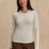 Edna Long Sleeve Fitted Tee - White