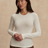 Edna Long Sleeve Fitted Tee - White