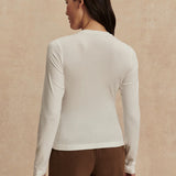 Edna Long Sleeve Fitted Tee - White
