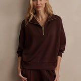 Hawley Half-Zip Sweat Top - Coffee Bean