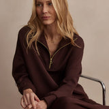 Hawley Half-Zip Sweat Top - Coffee Bean