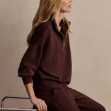 Hawley Half-Zip Sweat Top - Coffee Bean