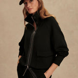 Roxbury Zip-Through Sweat Top - Black