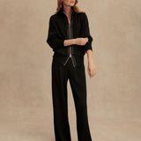 Roxbury Zip-Through Sweat Top - Black