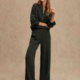 The Wide Leg Pant 30" - Olive Marl