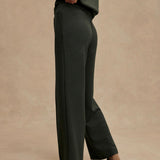 The Wide Leg Pant 30" - Olive Marl