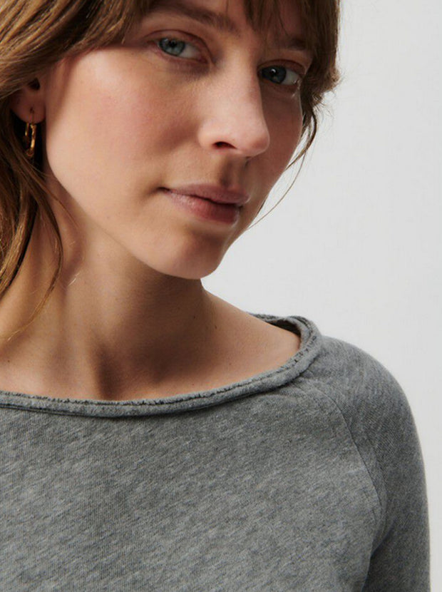 Sonoma L/S Boatneck Cotton Top - Heather Grey