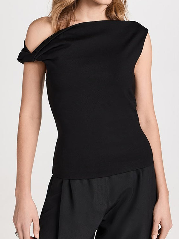 Irina One Shoulder Top - Black