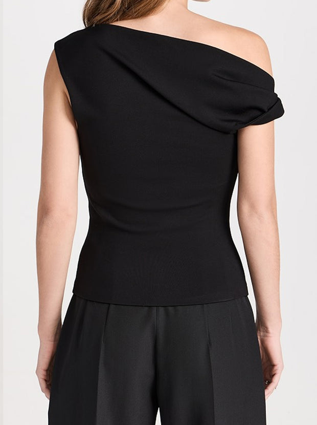 Irina One Shoulder Top - Black