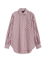 Maxine Button-Down Cotton Shirt - Purple Stripe