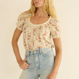 Frederica Top - Blanc Prairie Rose