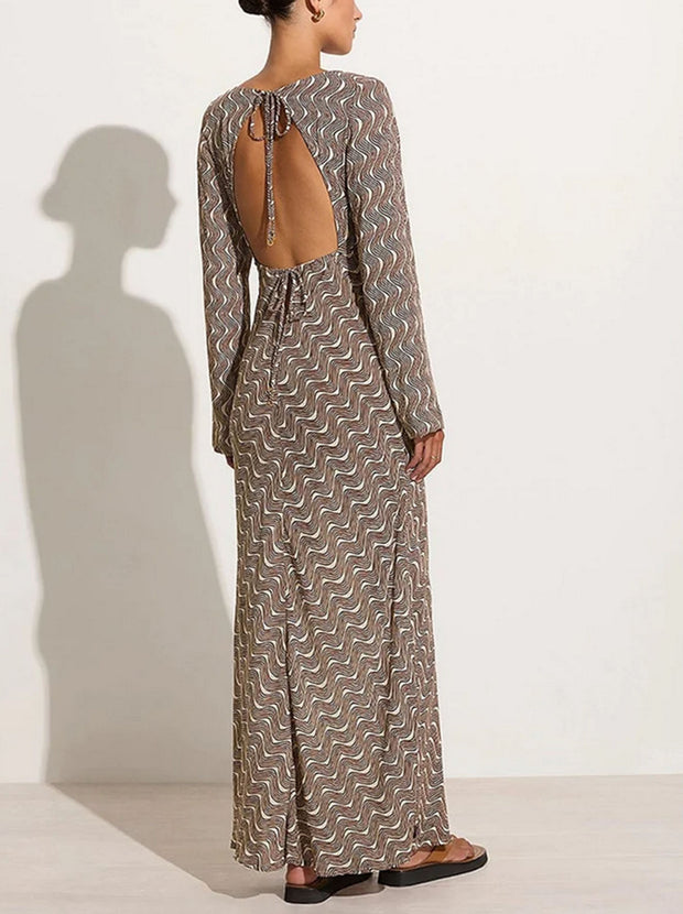 Shiva Maxi Dress - Nilo Print Brown