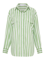 Tyde Cotton Poplin Shirt - Bayou Stripe Sage