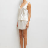 Barb Lace V-Neck Tank - Creme