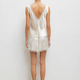 Barb Lace V-Neck Tank - Creme