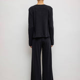 Pointelle Classic Crew Cardigan - Black