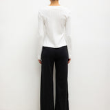 Pointelle Classic Crew Cardigan - White