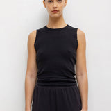 Pointelle Sleeveless Crew - Black