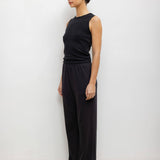 Pointelle Sleeveless Crew - Black