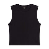 Pointelle Sleeveless Crew - Black