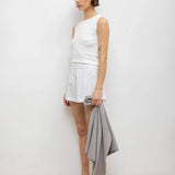 Pointelle Sleeveless Crew - White