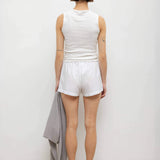 Pointelle Sleeveless Crew - White