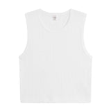 Pointelle Sleeveless Crew - White