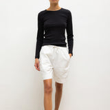 Pointelle Slim Fit Long Sleeve Tee - Black