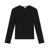 Pointelle Slim Fit Long Sleeve Tee - Black