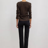 Pointelle Slim Fit Long Sleeve Tee - Chocolate