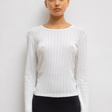 Pointelle Slim Fit Long Sleeve Tee - White