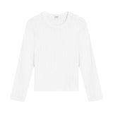 Pointelle Slim Fit Long Sleeve Tee - White