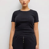 Pointelle Slim Fit Tee - Black