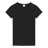 Pointelle Slim Fit Tee - Black