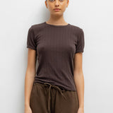 Pointelle Slim Fit Tee - Chocolate