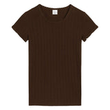 Pointelle Slim Fit Tee - Chocolate