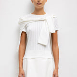 Pointelle Slim Fit Tee - White