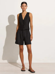 Salome Linen Top - Black