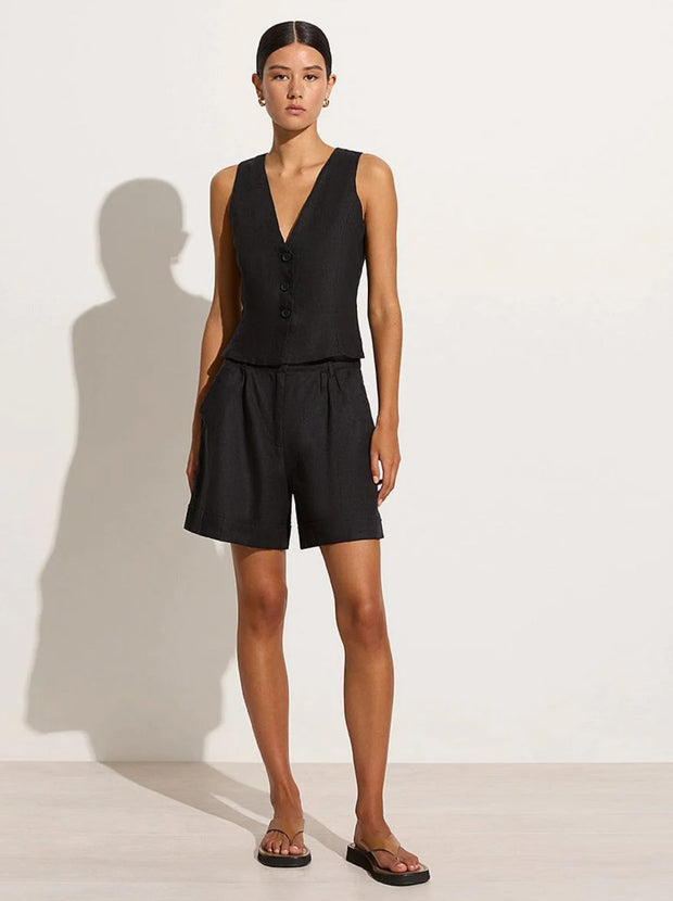 Salome Linen Top - Black