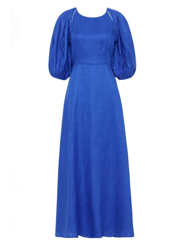 Valerina Linen Maxi Dress - Sicilian Blue
