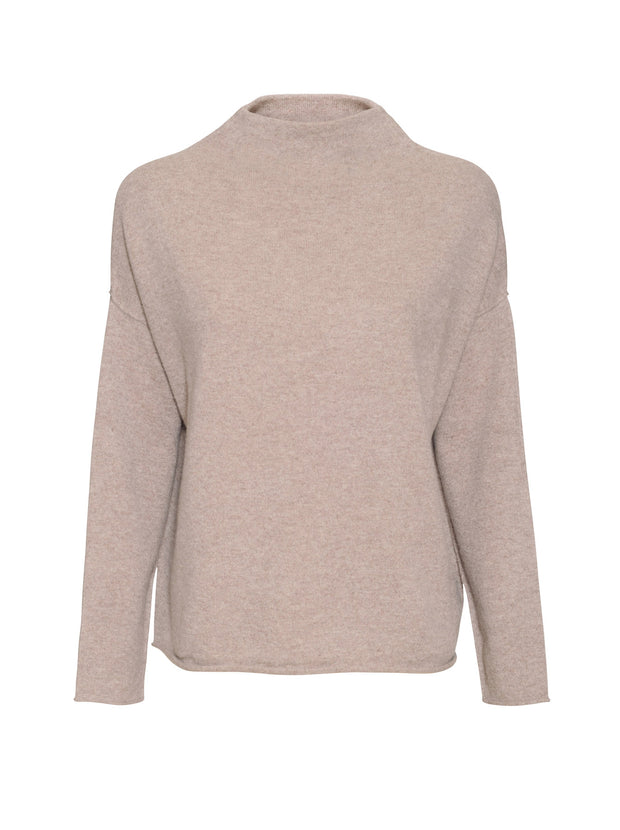 The Essential Cashmere Funnel Neck - Heather Beige